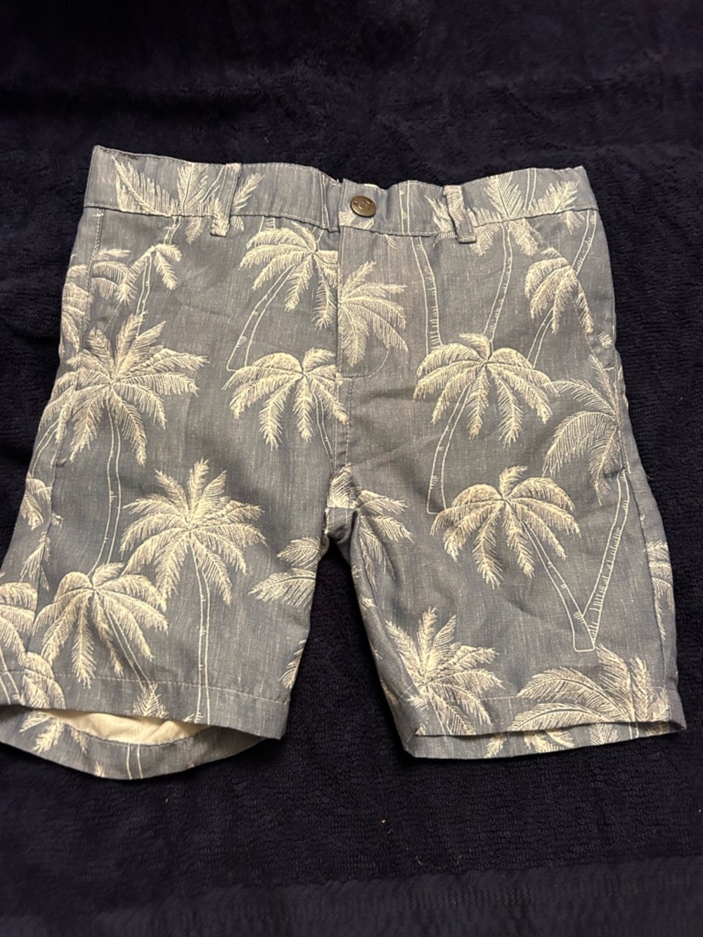 Appaman grayish blue Palm-Print Flat Front Shorts